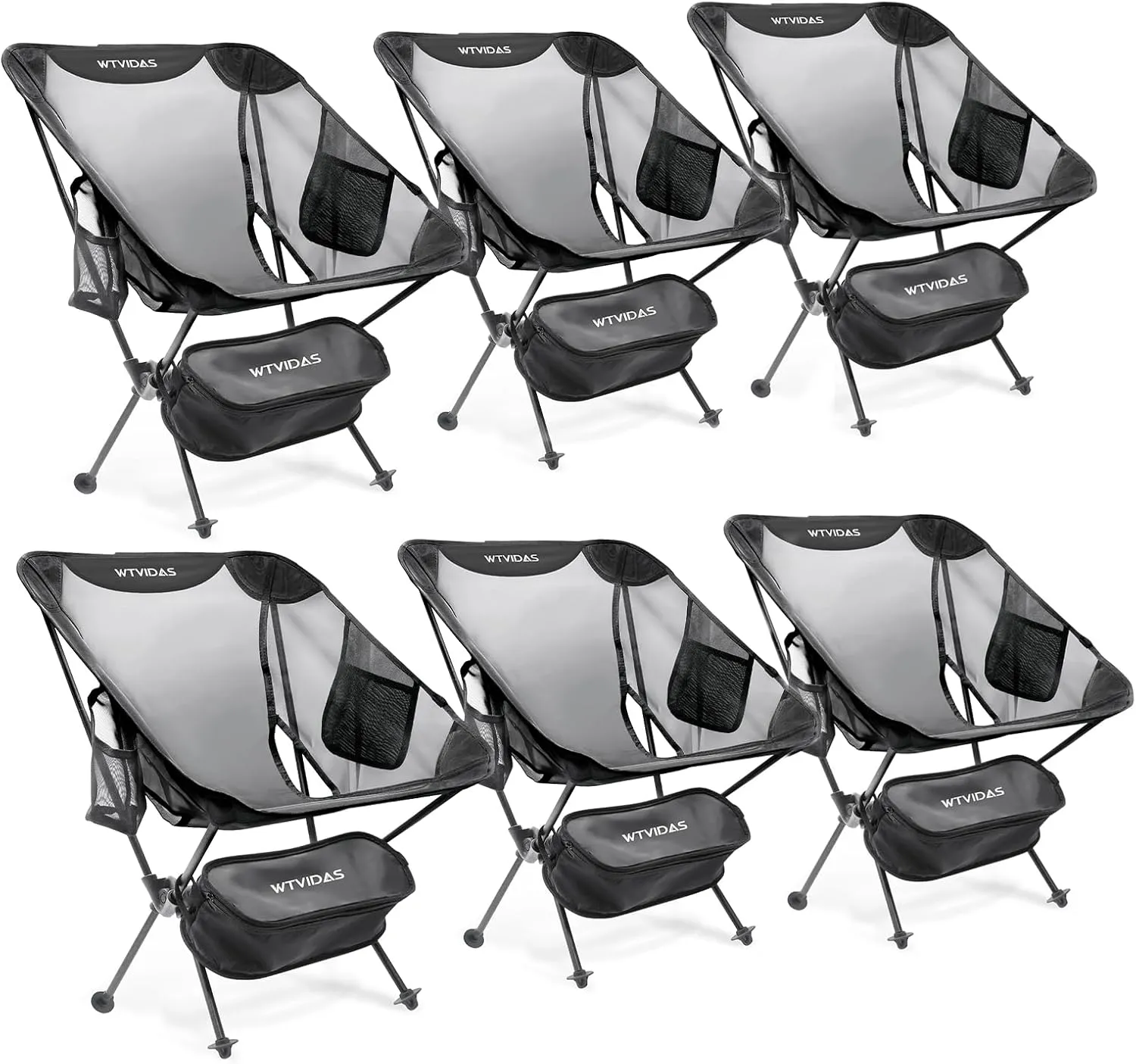 Compact Backpacking Chairs 6 Pack,Portable Aluminum Camping Chairs Folding Ultra Lightweight,Full Breathable Mesh Beach Chair for Camping Beach Hiking Fishing