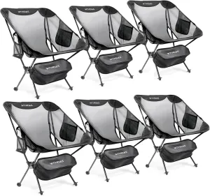 Compact Backpacking Chairs 6 Pack,Portable Aluminum Camping Chairs Folding Ultra Lightweight,Full Breathable Mesh Beach Chair for Camping Beach Hiking Fishing