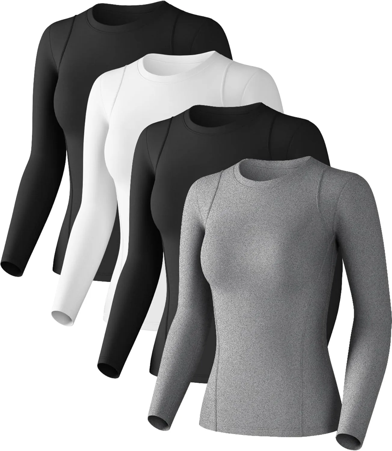 Compression Shirts Woman Long Sleeve Athletic Workout Tops Cool Dry Sun Protection Baselayer for Gym Yoga Running Gear