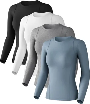 Compression Shirts Woman Long Sleeve Athletic Workout Tops Cool Dry Sun Protection Baselayer for Gym Yoga Running Gear