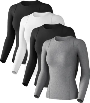 Compression Shirts Woman Long Sleeve Athletic Workout Tops Cool Dry Sun Protection Baselayer for Gym Yoga Running Gear