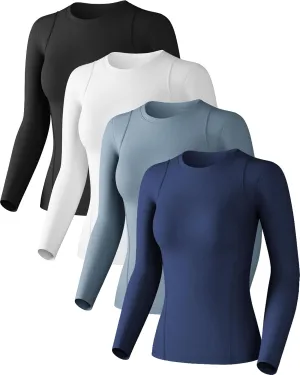 Compression Shirts Woman Long Sleeve Athletic Workout Tops Cool Dry Sun Protection Baselayer for Gym Yoga Running Gear