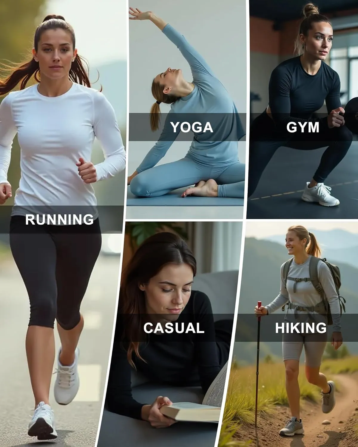 Compression Shirts Woman Long Sleeve Athletic Workout Tops Cool Dry Sun Protection Baselayer for Gym Yoga Running Gear