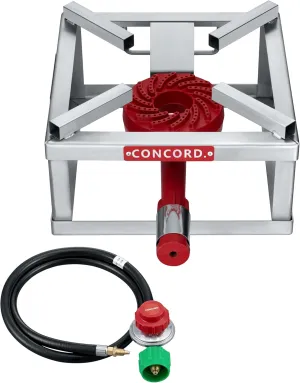 CONCORD 12" THE BLOCK BURNER in Stainless Steel. Single Propane Outdoor Burner. 100,000 BTU Great for Home Brewing, Camping, Tailgating, and More!