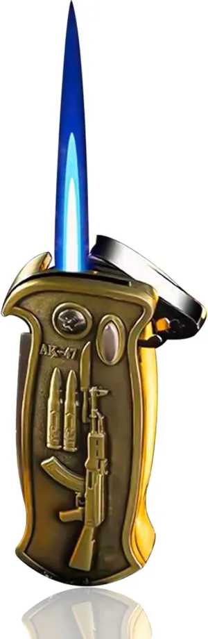 Cool Metal Design Jet Torch Lighter Refillable Butane Novelty Lighter for Gift Fireplace Candle Camping BBQ (Without Gas) (11)