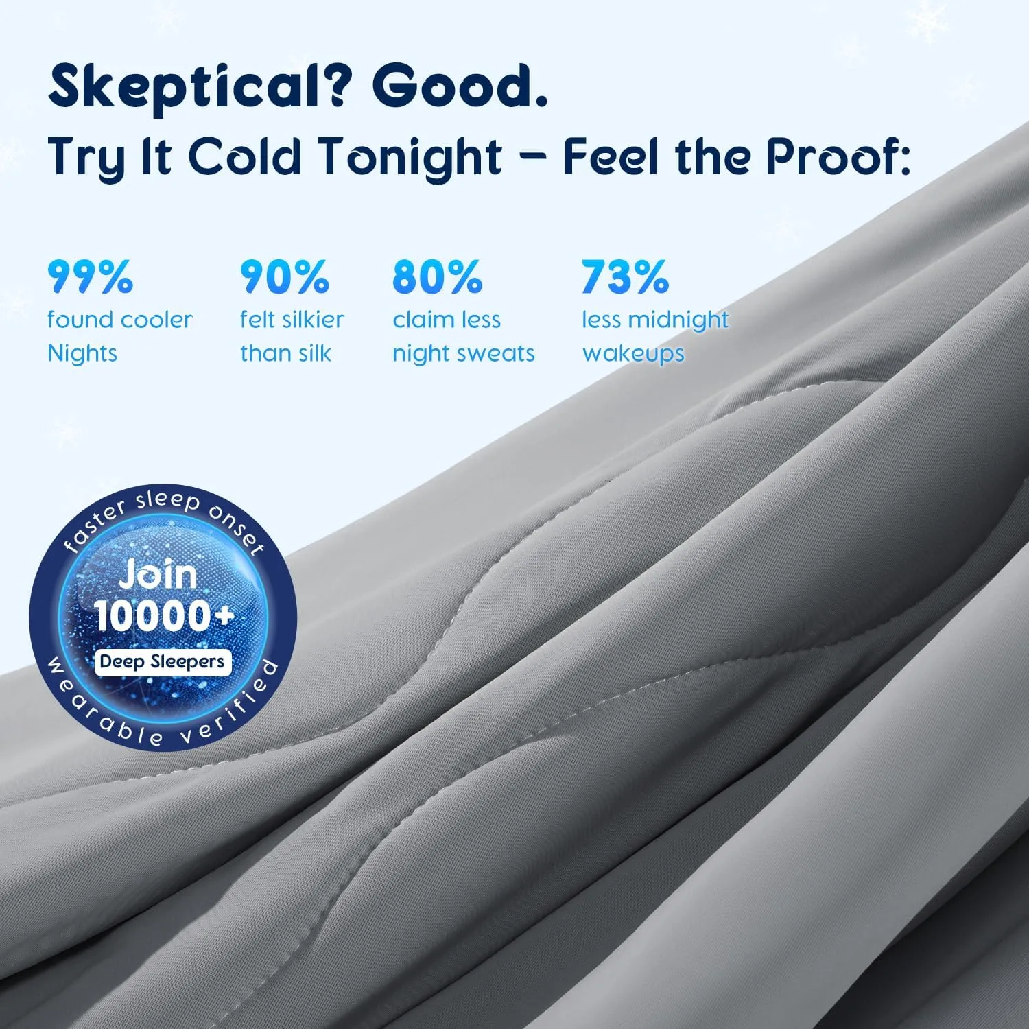 Cooling Comforter, Cooling Blanket for Hot Sleepers and Night Sweats, Double-Sided Cool Breathable Soft Lightweight Blanket, All Season Bedding Comforter, (Mist Light Grey, Queen(90"x90"))