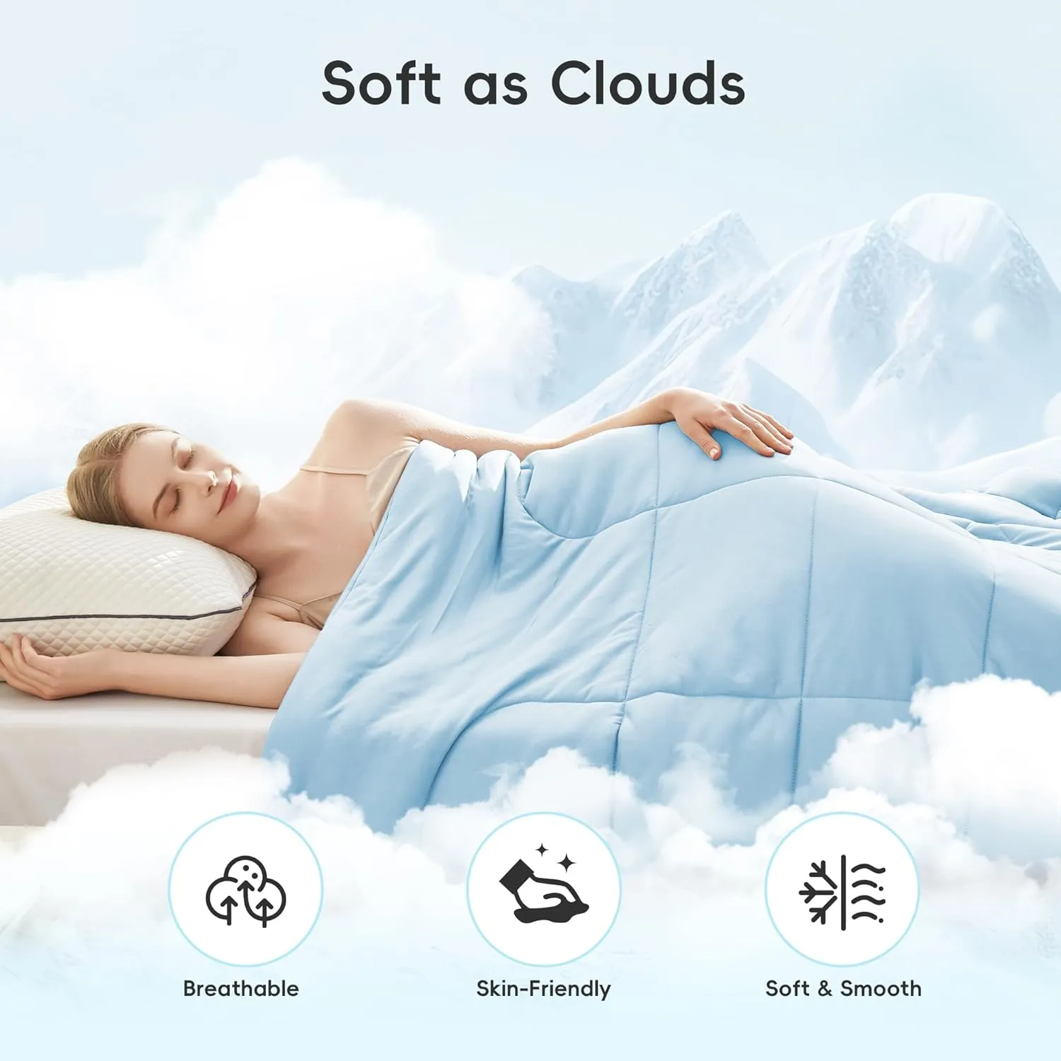 Cooling Comforter Twin/Twin XL Size, All Season Blanket for Hot Sleepers, Lightweight Comforter for Night Sweats, Double-Sided Cooling Bedding for Bed, Sofa, Office, Camping (Blue,68"*80")