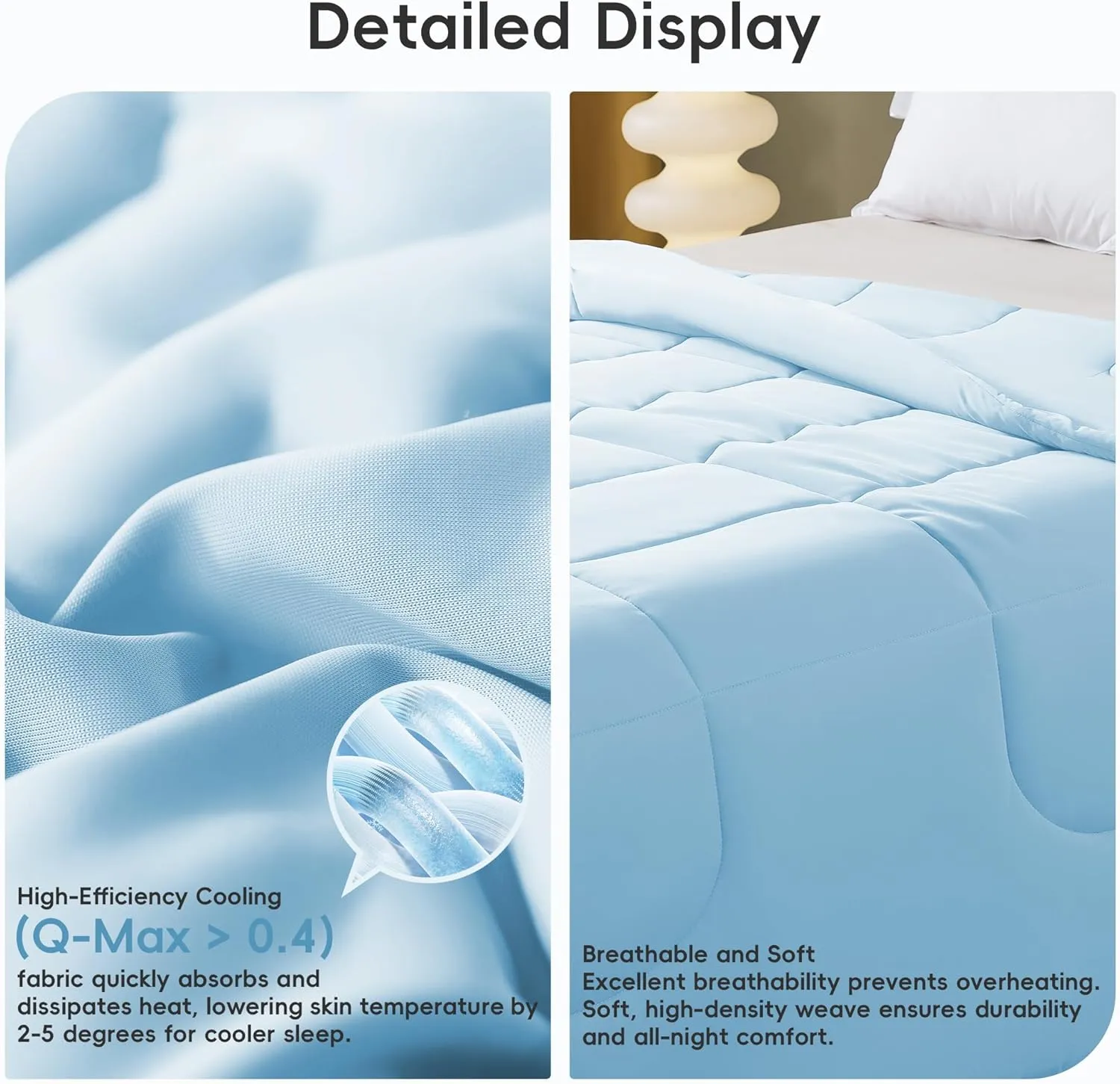 Cooling Comforter Twin/Twin XL Size, All Season Blanket for Hot Sleepers, Lightweight Comforter for Night Sweats, Double-Sided Cooling Bedding for Bed, Sofa, Office, Camping (Blue,68"*80")