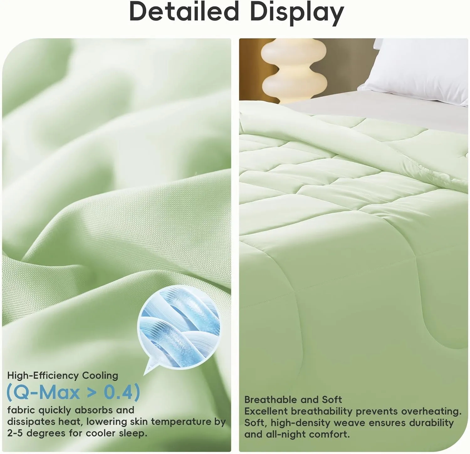 Cooling Comforter Twin/Twin XL Size, All Season Blanket for Hot Sleepers, Lightweight Comforter for Night Sweats, Double-Sided Cooling Bedding for Bed, Sofa, Office, Camping (Sage Green,68"*80")