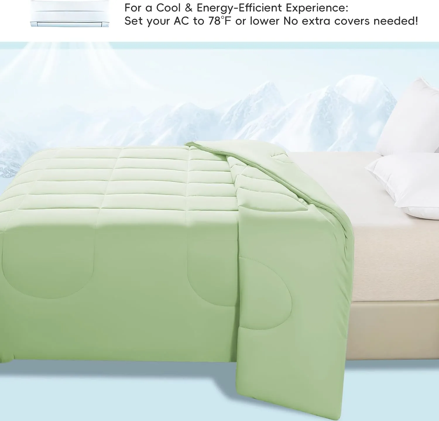 Cooling Comforter Twin/Twin XL Size, All Season Blanket for Hot Sleepers, Lightweight Comforter for Night Sweats, Double-Sided Cooling Bedding for Bed, Sofa, Office, Camping (Sage Green,68"*80")