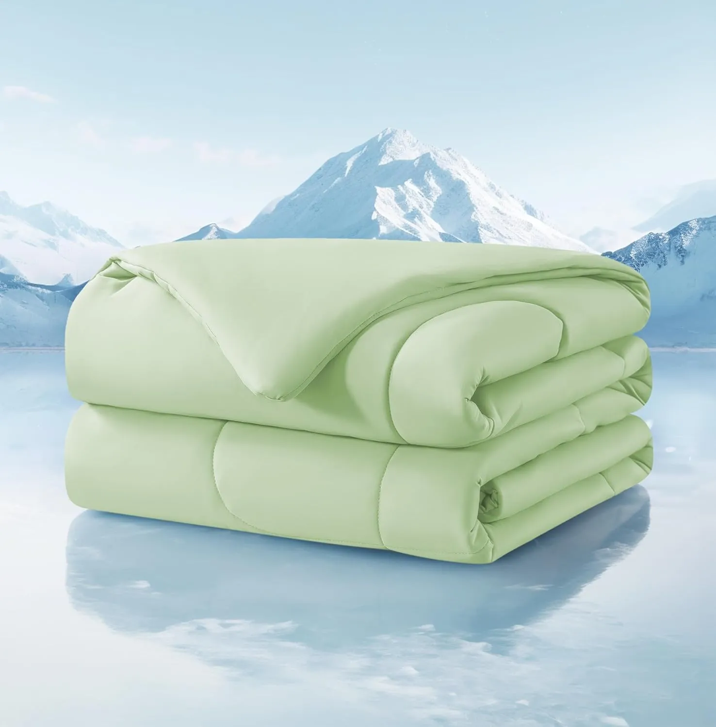 Cooling Comforter Twin/Twin XL Size, All Season Blanket for Hot Sleepers, Lightweight Comforter for Night Sweats, Double-Sided Cooling Bedding for Bed, Sofa, Office, Camping (Sage Green,68"*80")