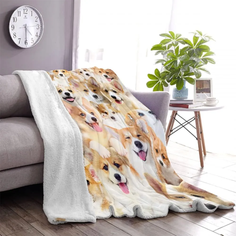 Corgi Gifts Blanket - Cartoon Dog Throw for Lovers, Boys, Girls, Adults - Cute Puppy Decor - 50"X60" for Bed, Sofa, Couch