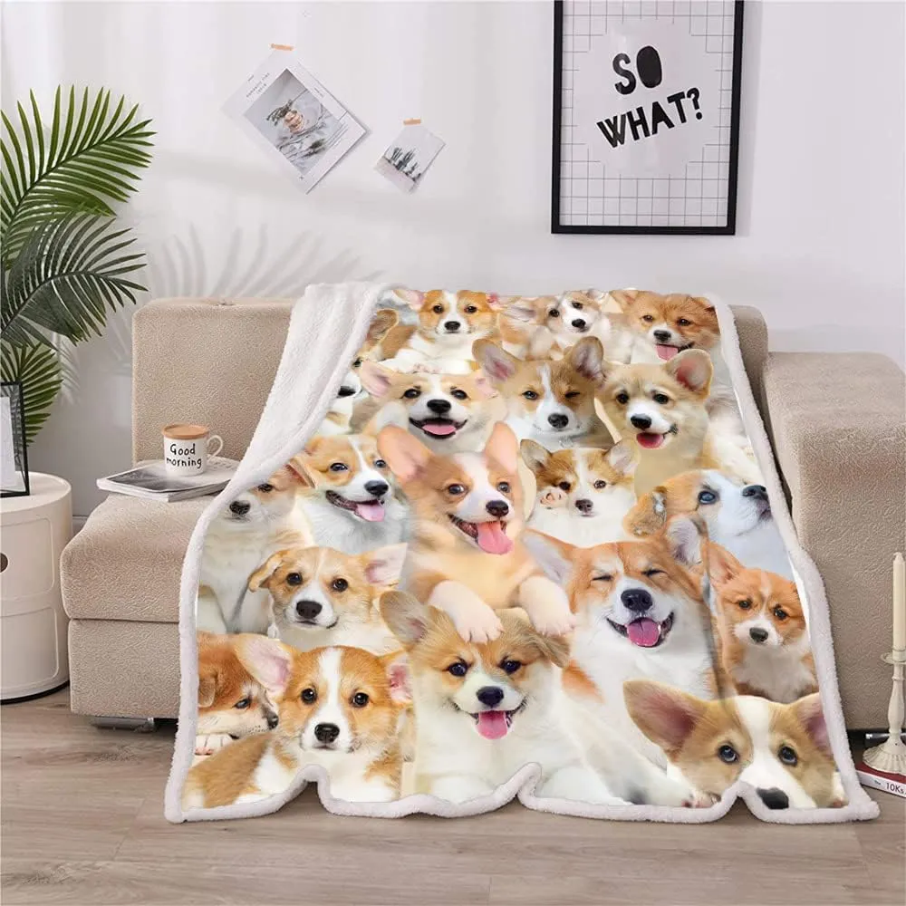 Corgi Gifts Blanket - Cartoon Dog Throw for Lovers, Boys, Girls, Adults - Cute Puppy Decor - 50"X60" for Bed, Sofa, Couch