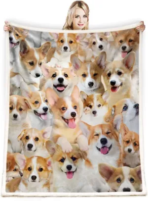 Corgi Gifts Blanket - Cartoon Dog Throw for Lovers, Boys, Girls, Adults - Cute Puppy Decor - 50"X60" for Bed, Sofa, Couch