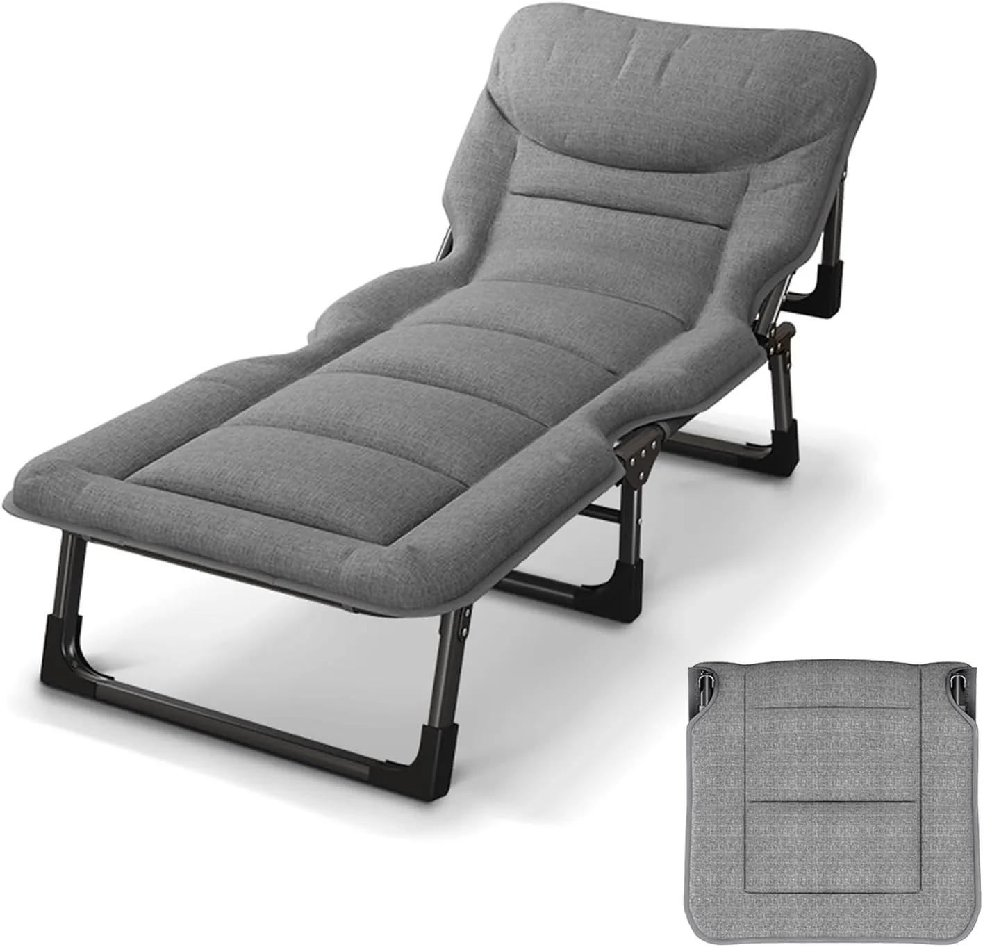 Cots for Camping, Folding Sleeping Cot Bed with Mattress and Padded Pillow, 4-Position Adjustable Folding Cot Bed for Travel Office Home(190 * 70 * 30cm/74.8 * 27.6 * 11.8in,160kg/350lbs)