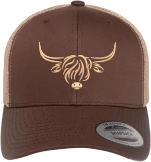 Country Baseball Hat for Men & Women | Stylish Embroidered Longhorn Cow Trucker Hat | Mesh Hats for Men & Women