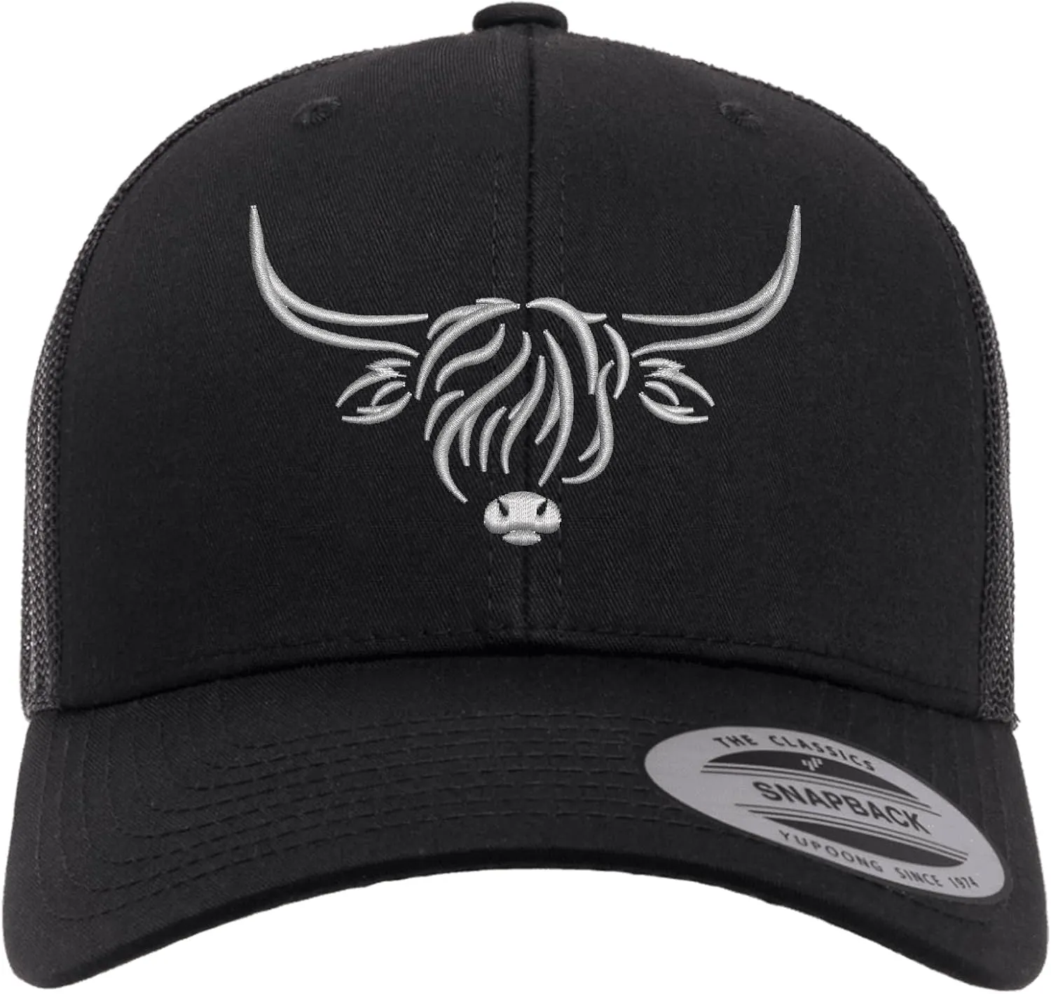 Country Baseball Hat for Men & Women | Stylish Embroidered Longhorn Cow Trucker Hat | Mesh Hats for Men & Women