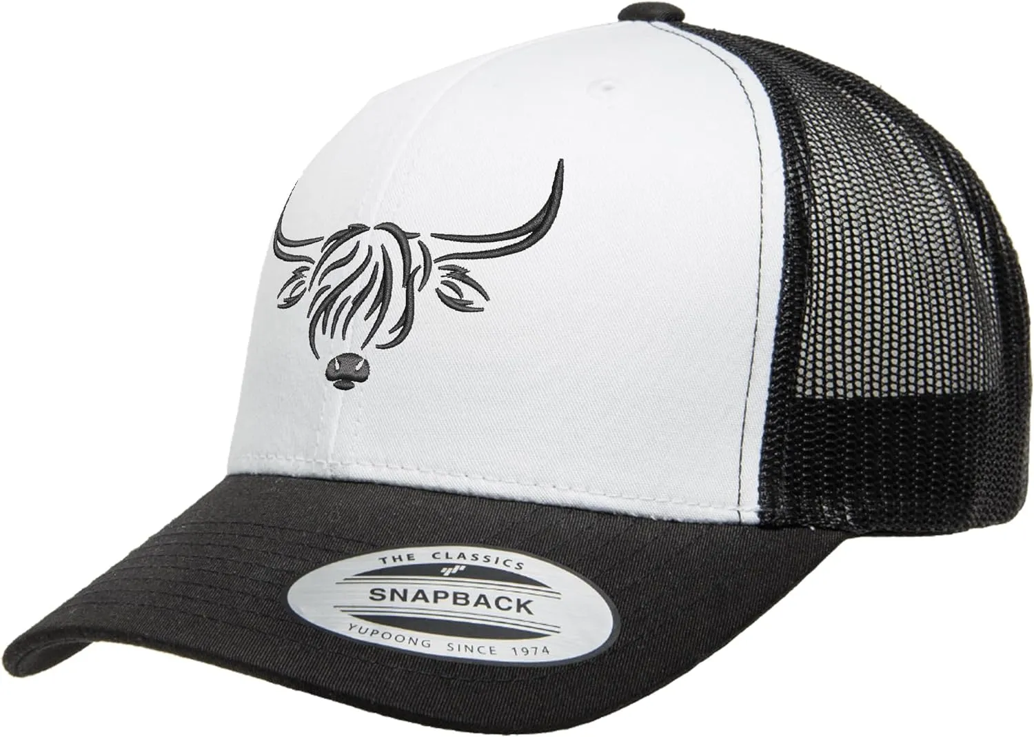 Country Baseball Hat for Men & Women | Stylish Embroidered Longhorn Cow Trucker Hat | Mesh Hats for Men & Women