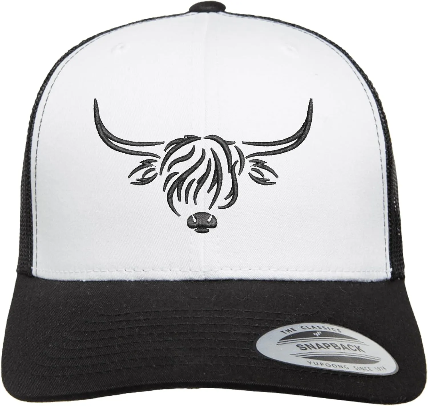 Country Baseball Hat for Men & Women | Stylish Embroidered Longhorn Cow Trucker Hat | Mesh Hats for Men & Women