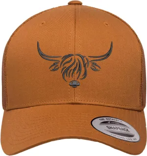 Country Baseball Hat for Men & Women | Stylish Embroidered Longhorn Cow Trucker Hat | Mesh Hats for Men & Women