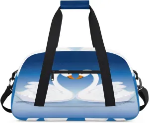 Couple Swan Gym Duffel Bag for Men Women Swan Heart Sports Tote Bag with Adjustable Shoulder Strap for Dance Gymnastics Traveling Outdoor Camping Overnight Stay