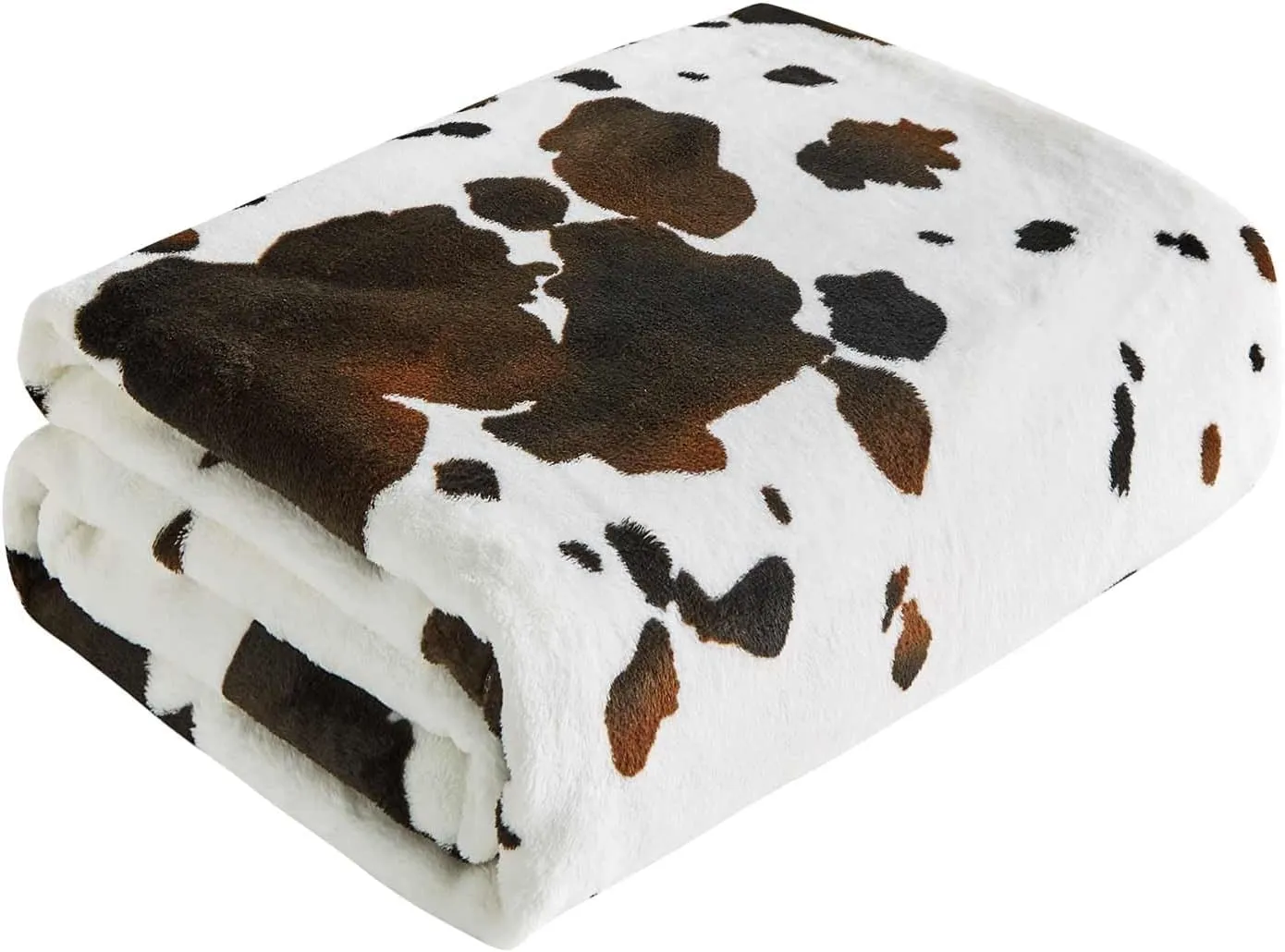 Cozy Bliss Cow Print Throw Blanket Non Shedding MilkyPlush™ Fleece 330GSM Thick Blankets Western Room Decor Super Soft Warm for Adults Kids Girl Gifts Bedroom Couch Sofa Travel Black Brown 50"x60"