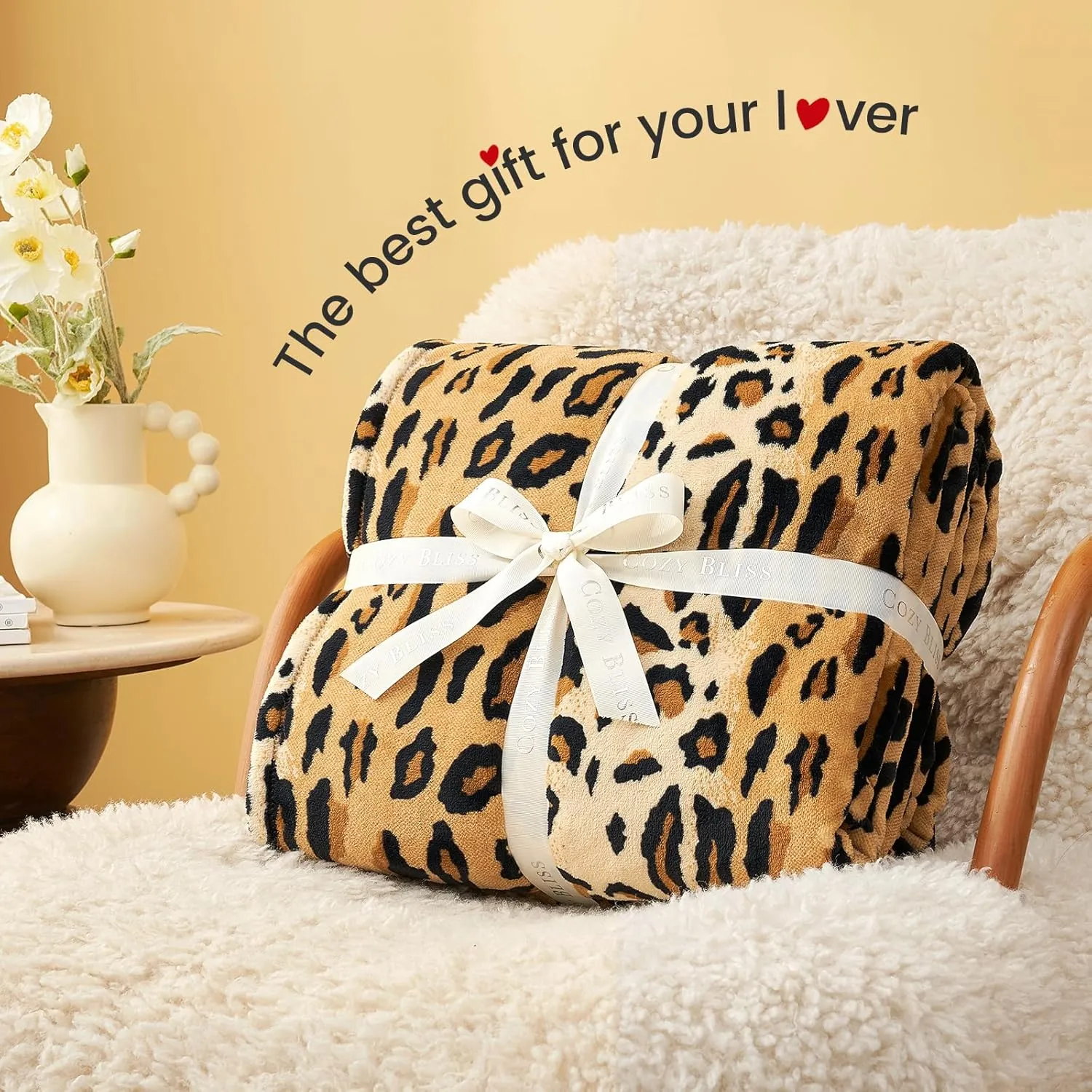 Cozy Bliss Leopard Print Throw Blanket MilkyPlush™ Fleece 330GSM Thick Blankets Western Room Decor Super Soft Warm for Adults Kids Girl Gifts Bedroom Couch Sofa Travel Brown 50"x60"