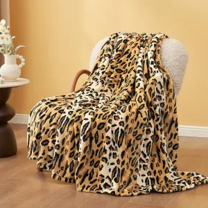 Cozy Bliss Leopard Print Throw Blanket MilkyPlush™ Fleece 330GSM Thick Blankets Western Room Decor Super Soft Warm for Adults Kids Girl Gifts Bedroom Couch Sofa Travel Brown 50"x60"