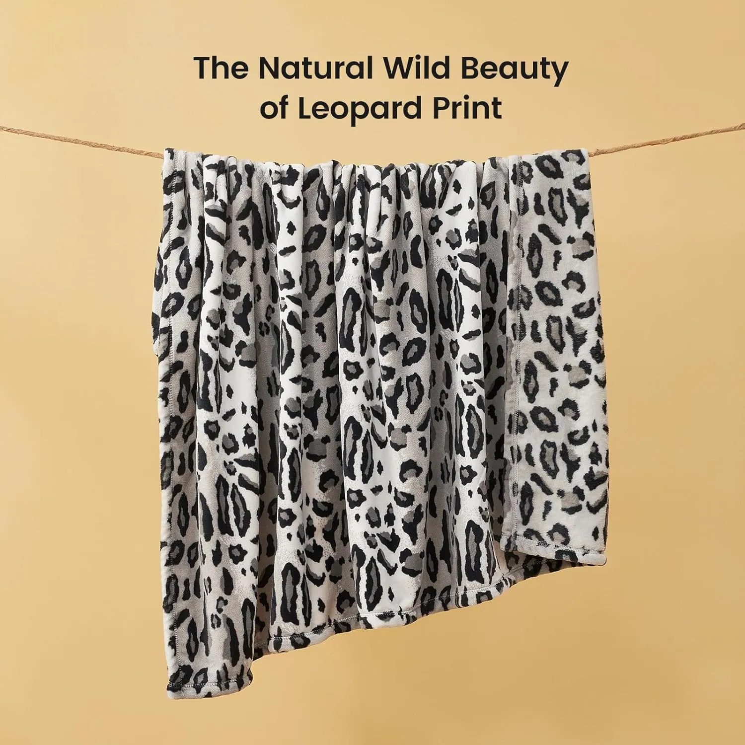 Cozy Bliss Leopard Print Throw Blanket MilkyPlush™ Fleece 330GSM Thick Blankets Western Room Decor Super Soft Warm for Adults Kids Girl Gifts Bedroom Couch Sofa Travel Silvery 50"x60"