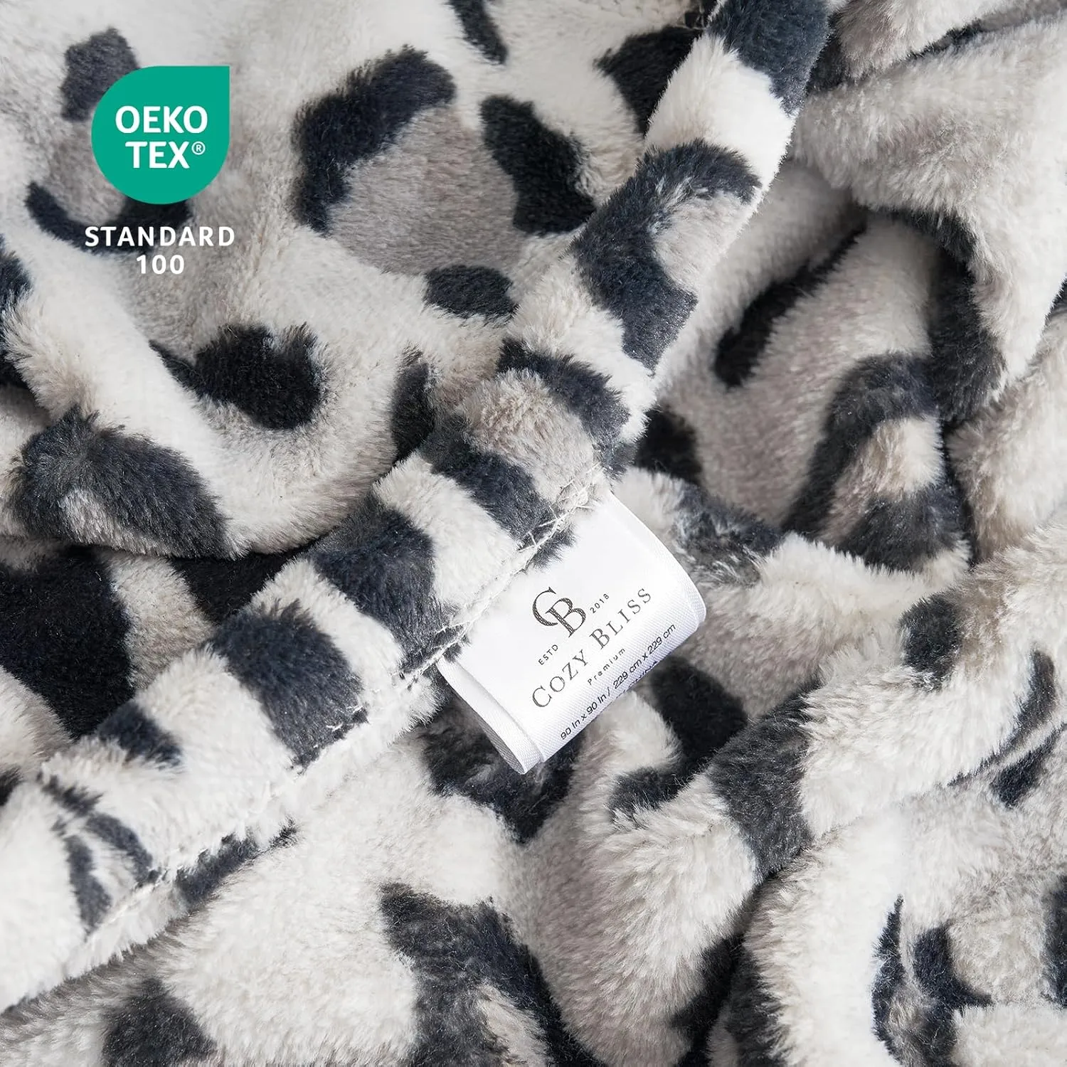 Cozy Bliss Leopard Print Throw Blanket MilkyPlush™ Fleece 330GSM Thick Blankets Western Room Decor Super Soft Warm for Adults Kids Girl Gifts Bedroom Couch Sofa Travel Silvery 50"x60"