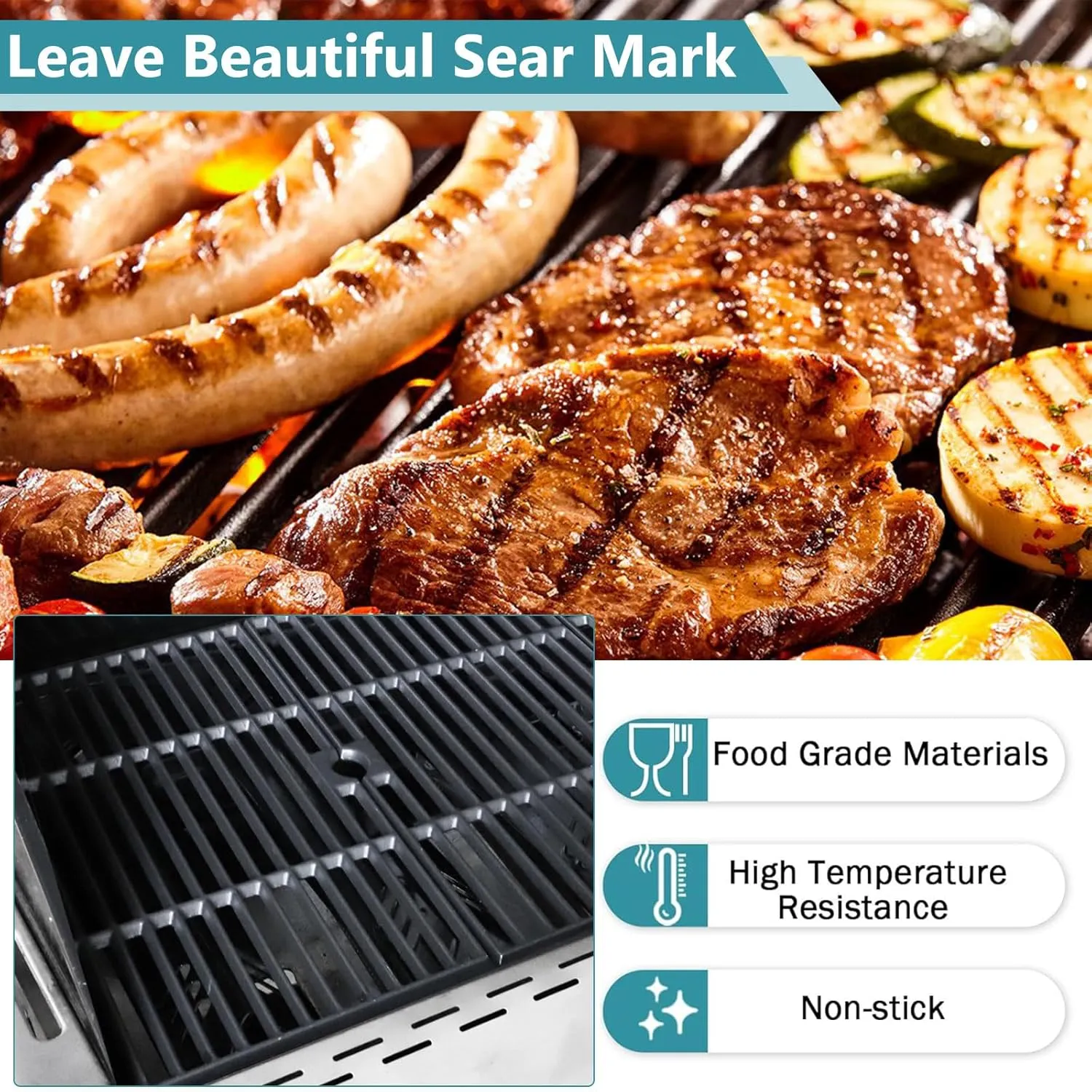 Criditpid Grill Replacement Parts for Nexgrill 2 Burner 720-0864M, 720-0864, 2-Pack Grill Grates and Heat Plate Shields Replacement Kit for Home Depot Nexgrill 720-0864M 2-Burner Gas Grill