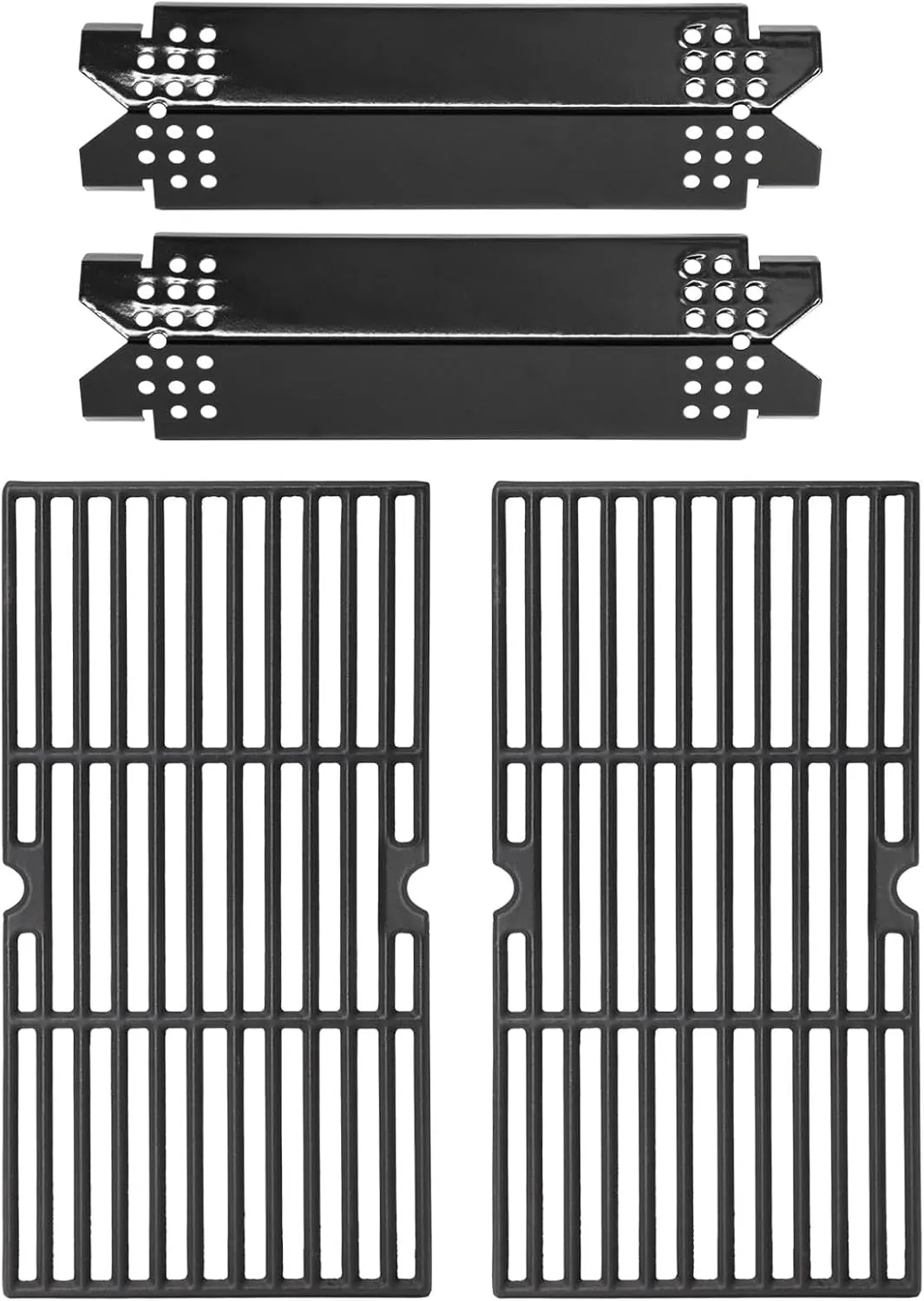 Criditpid Grill Replacement Parts for Nexgrill 2 Burner 720-0864M, 720-0864, 2-Pack Grill Grates and Heat Plate Shields Replacement Kit for Home Depot Nexgrill 720-0864M 2-Burner Gas Grill