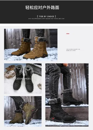 CROSSBABY Mens Winter Trekking Backpacking Snow Boots Water Resistant Shoes Anti-Slip Fully Fur Lined Casual Lightweight Hiking Boot