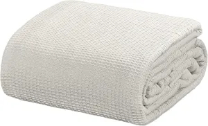 Crover All Season Waffle Premium Thermal Blanket Queen Size 90"x90" Durable Soft Cozy Breathable Weave Design 100% Cotton, Glacier Grey