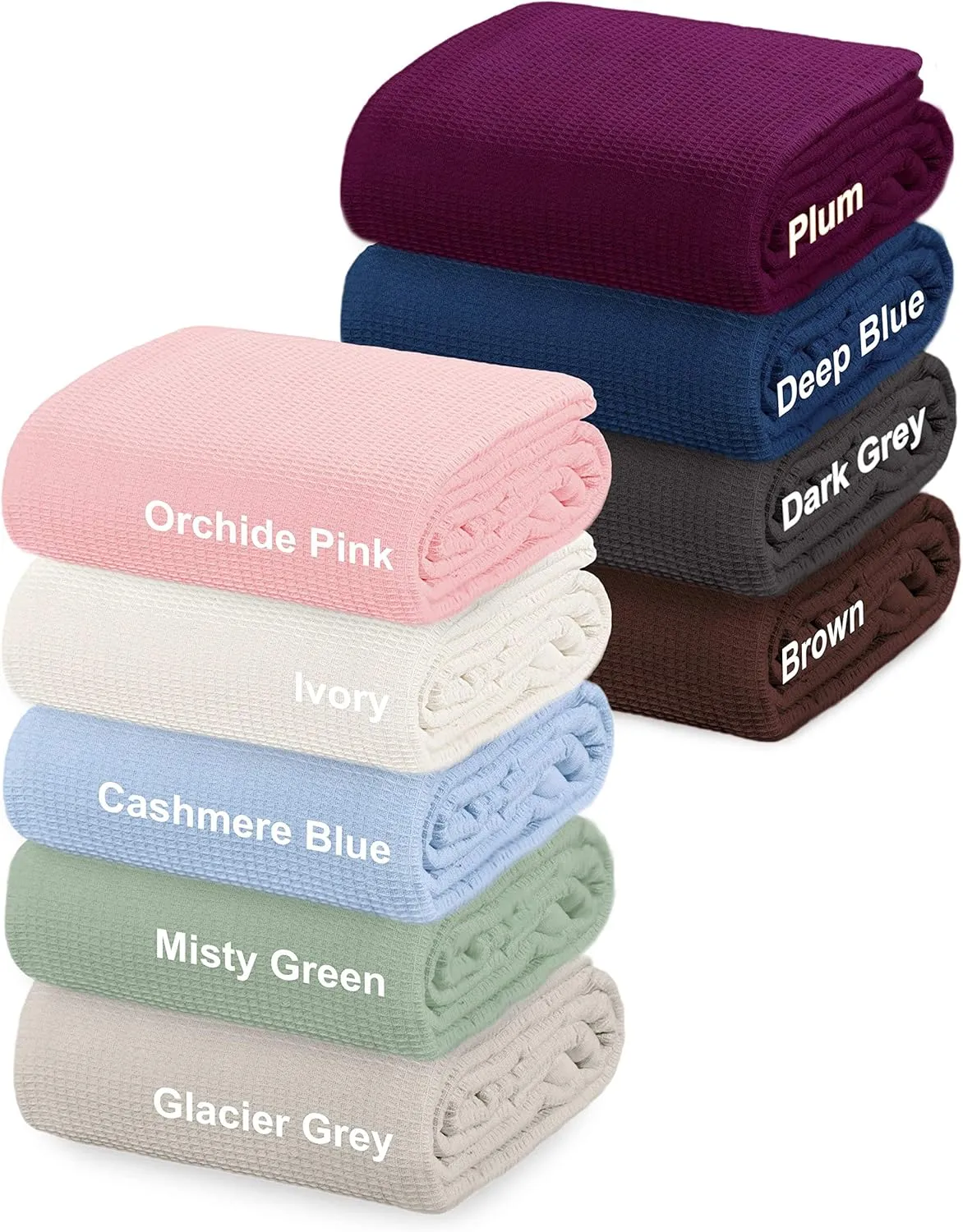 Crover All Season Waffle Premium Thermal Blanket Queen Size 90"x90" Durable Soft Cozy Breathable Weave Design 100% Cotton, Glacier Grey