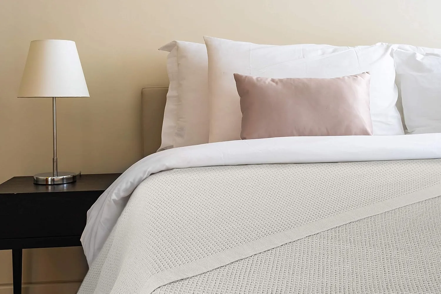 Crover All Season Waffle Premium Thermal Blanket Queen Size 90"x90" Durable Soft Cozy Breathable Weave Design 100% Cotton, Glacier Grey