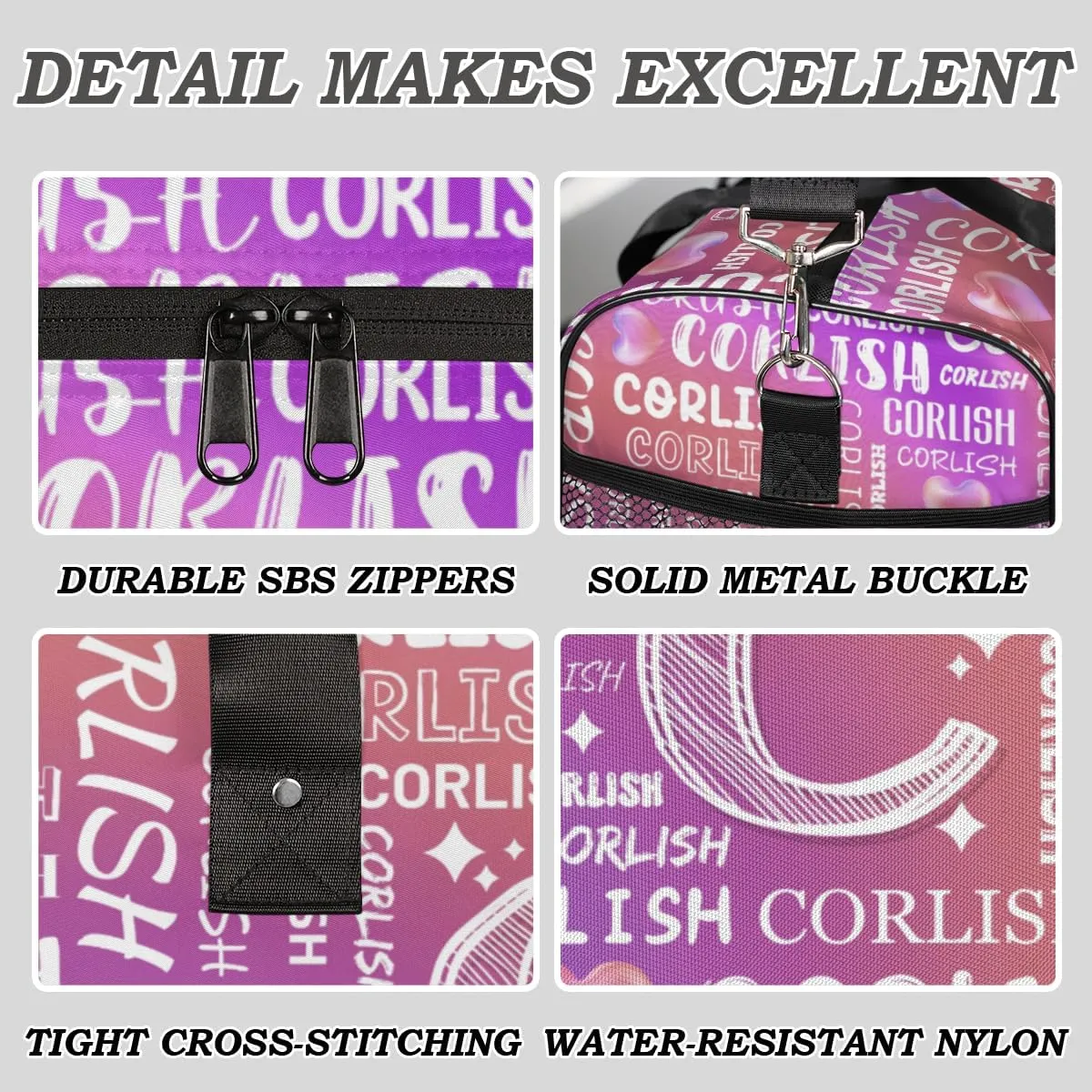 Custom Sports Tote Duffle Bag for Women Men Weekender Travel Bag Carry on Overnight for Sports Hospital Camping Gym