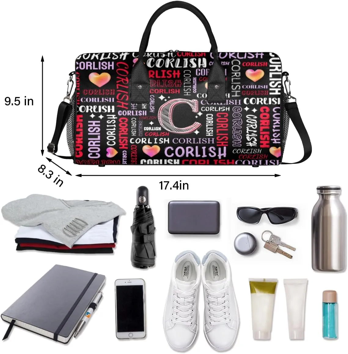 Custom Sports Tote Duffle Bag for Women Men Weekender Travel Bag Carry on Overnight for Sports Hospital Camping Gym