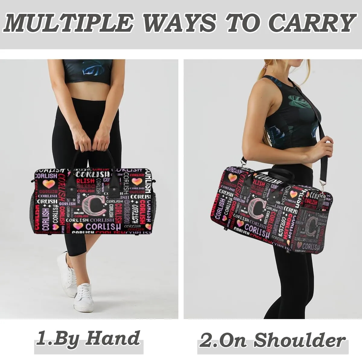 Custom Sports Tote Duffle Bag for Women Men Weekender Travel Bag Carry on Overnight for Sports Hospital Camping Gym