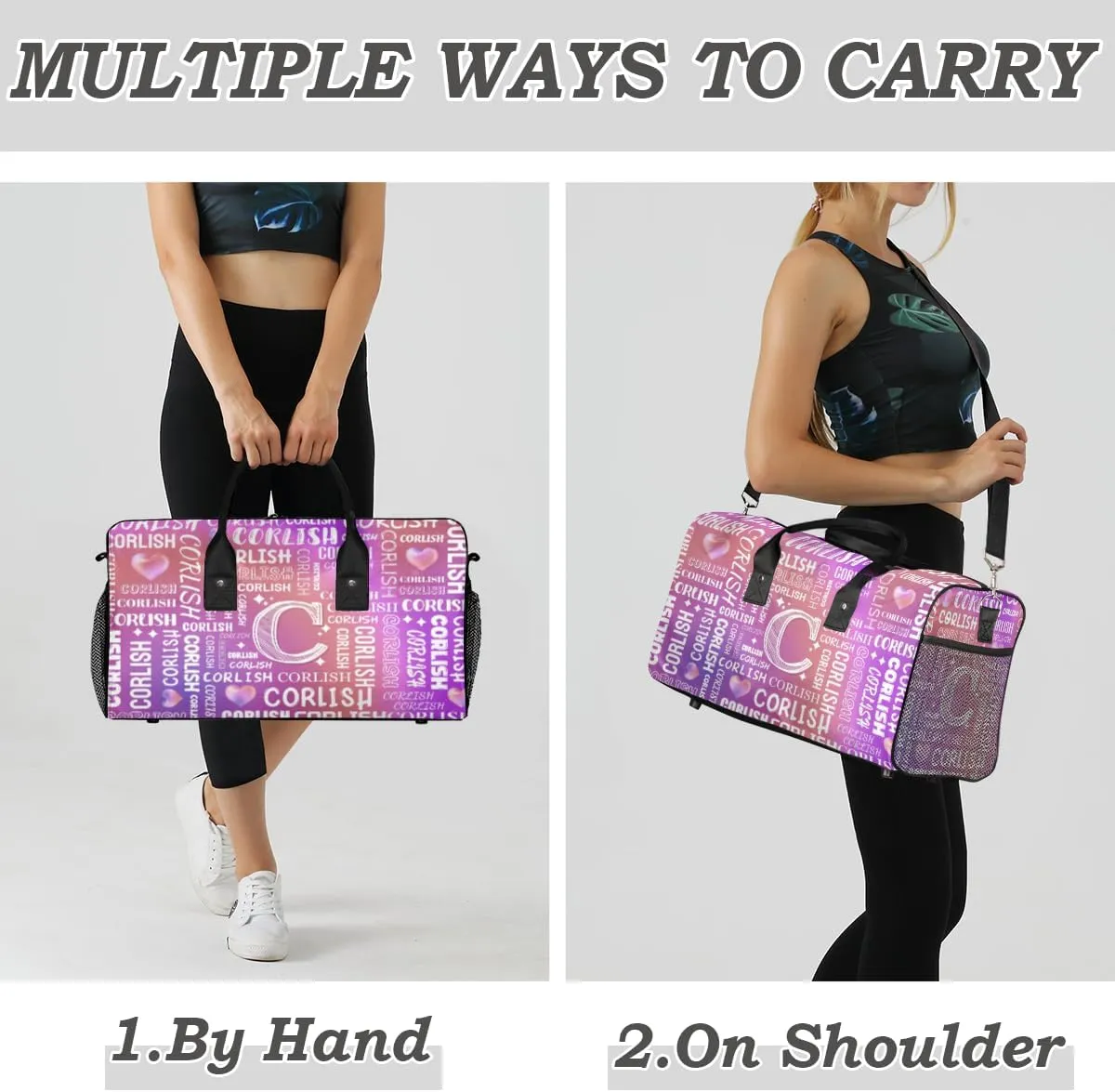 Custom Sports Tote Duffle Bag for Women Men Weekender Travel Bag Carry on Overnight for Sports Hospital Camping Gym