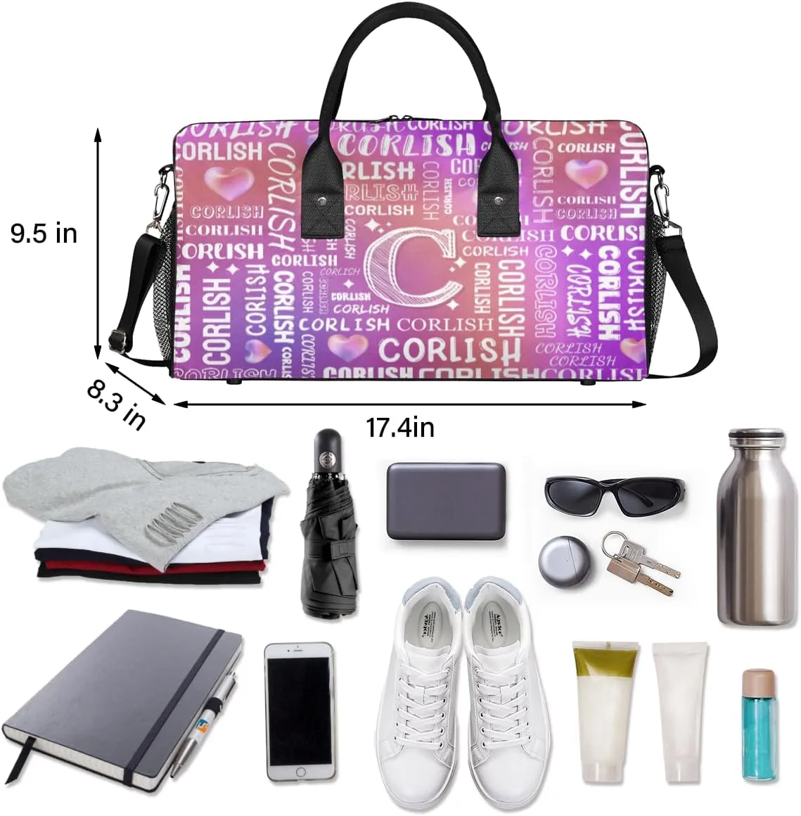 Custom Sports Tote Duffle Bag for Women Men Weekender Travel Bag Carry on Overnight for Sports Hospital Camping Gym