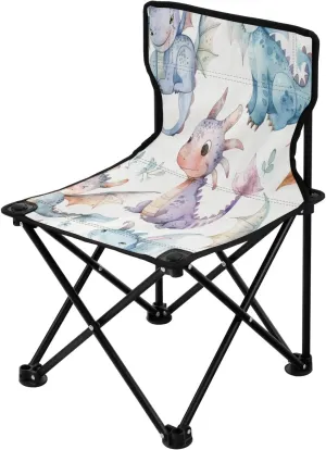 Cute Cartoon Water Dragon Portable Outdoor Folding Chair Anti-Slip Padded Oxford Cloth Stool Camping Chair Small for Beach Hiking Fishing Gardening Quad Camp Chair