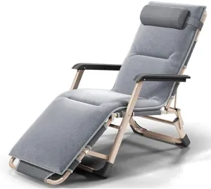 Deck Chair Recliners Folding Recliner Portable Reclining Sun Lounger Portable Outdoor Camping Chair-Grey Pearl Pad-Gray