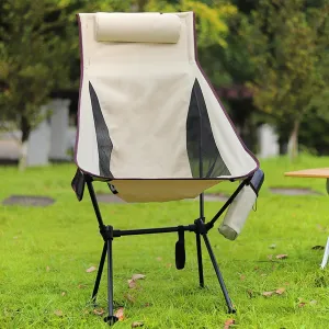 DELURA Folding Chair Camping Chair, Lightweight Camping Chair with Pillow, Side Pockets, Cup Pockets, Recliner for Outdoor Travel Sports Games Lawn Concerts Backyard (Color : A)