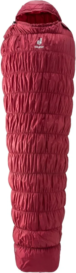 deuter Exosphere -6° L - Large Synthetic Fibre Sleeping Bag, Cranberry-Fire