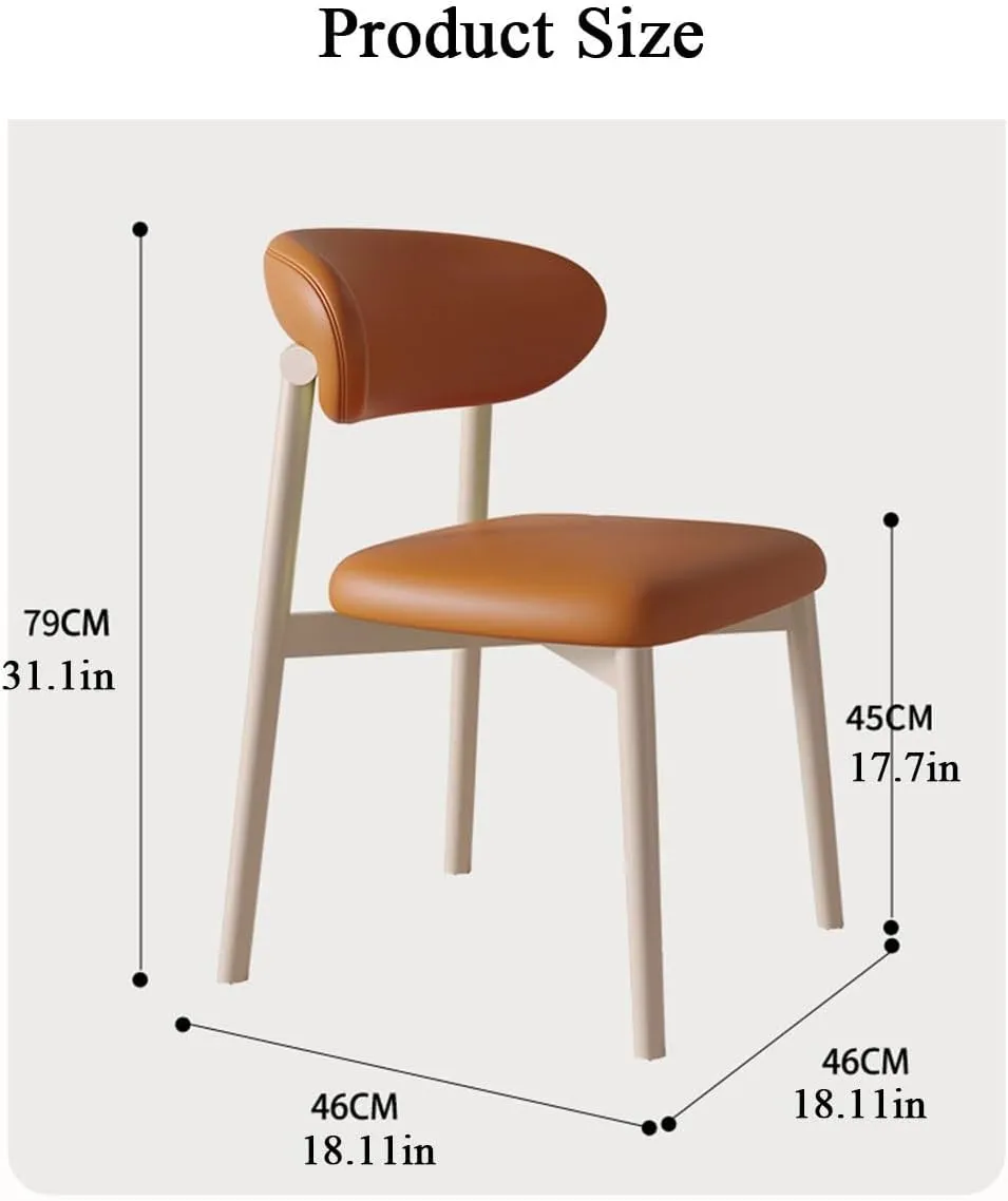 Dining Chairs Solid Wood Study Chair Ergonomic Curved Backrest Corner Chairs Mid-Century Faux Leatehr Accent Chair Armless Side Chairs,Leisure Padded Chair(Black)