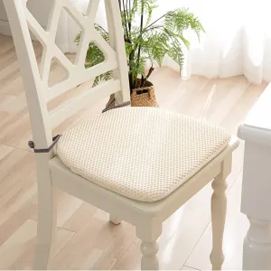 Dining Room Chair Cushion Covers Washable, Chair Seat Cushion Replacement, Summer Breathable Mesh Chair Pads with Ties, U Shaped Kitchen Chair Pads with Anti-Slip Rubber Back Beige