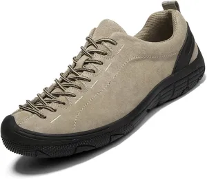 DirraBra Men's Suede Lace-Up Non-Slip Hiking Sneakers Low Top Lightweight Comfortable Outdoor Casual Trekking Hiking Shoes Breathable Trail Running Walking Shoes
