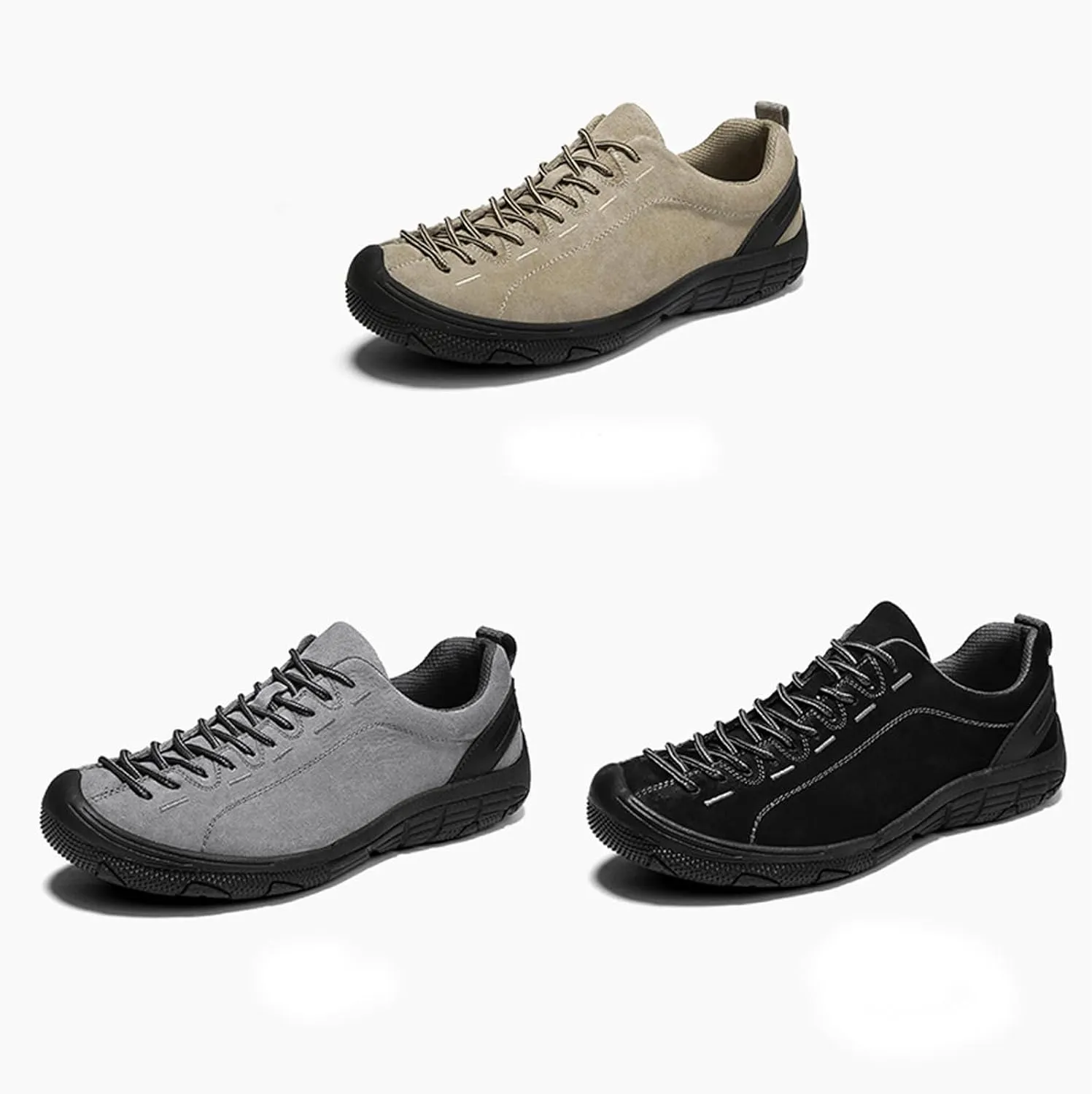 DirraBra Men's Suede Lace-Up Non-Slip Hiking Sneakers Low Top Lightweight Comfortable Outdoor Casual Trekking Hiking Shoes Breathable Trail Running Walking Shoes