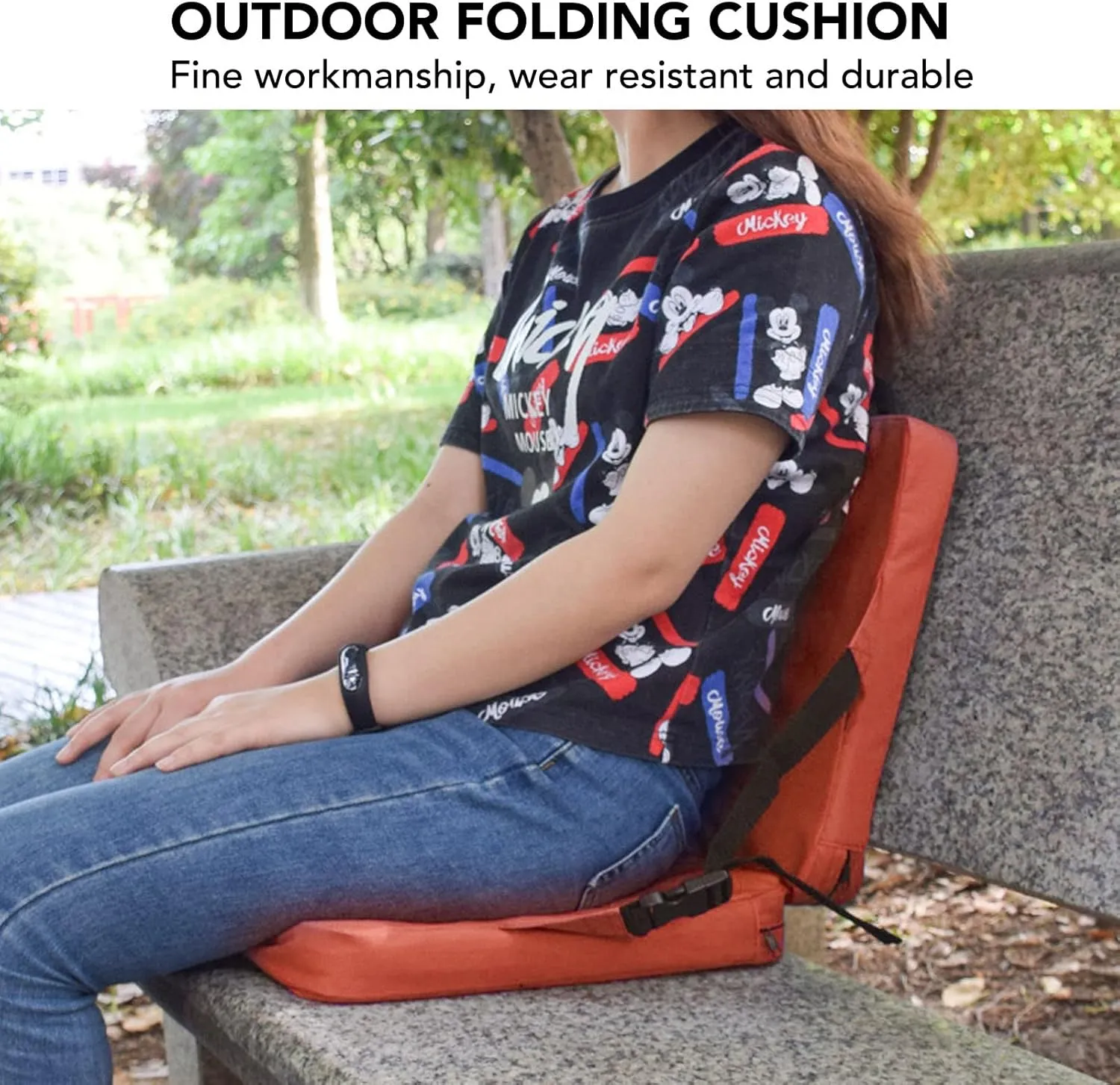 Diydeg Portable Stadium Seat Cushion, Outdoor Folding Padded Floor Chair with Back Support, Storage Pocket & Adjustable Strap, Lightweight Stadium Bleacher Seat for Sporting Events,